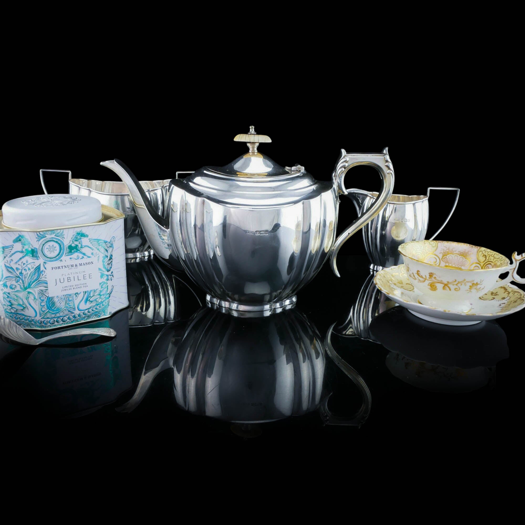 アンティーク スターリングシルバー ジョージア スリーピース ティー