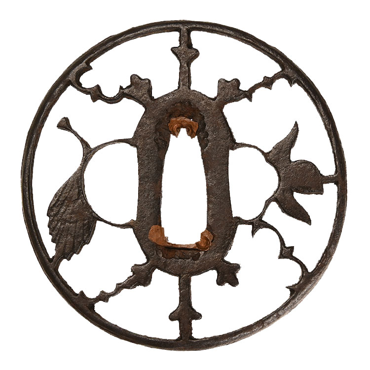 鍔「吹き寄せ」在銘江戸期