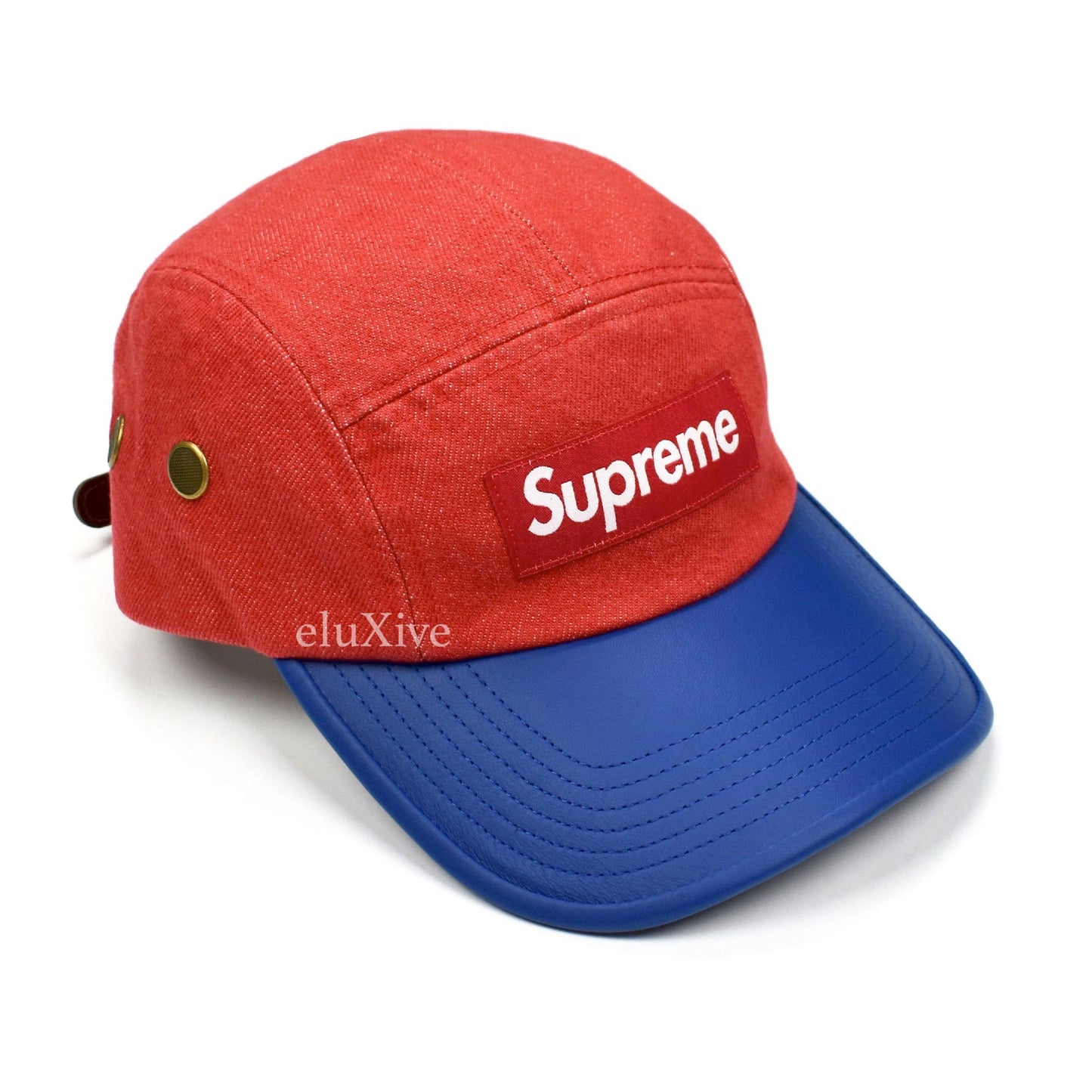 supreme 青 赤 リバーシブルキャップ Supreme - 2-Tone Leather Brim