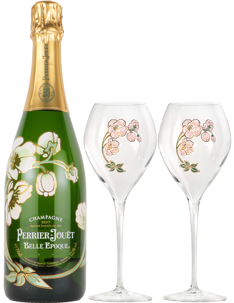 未開栓 ベルエポック シャンパンセット グラス付き ギフト箱入り 2004