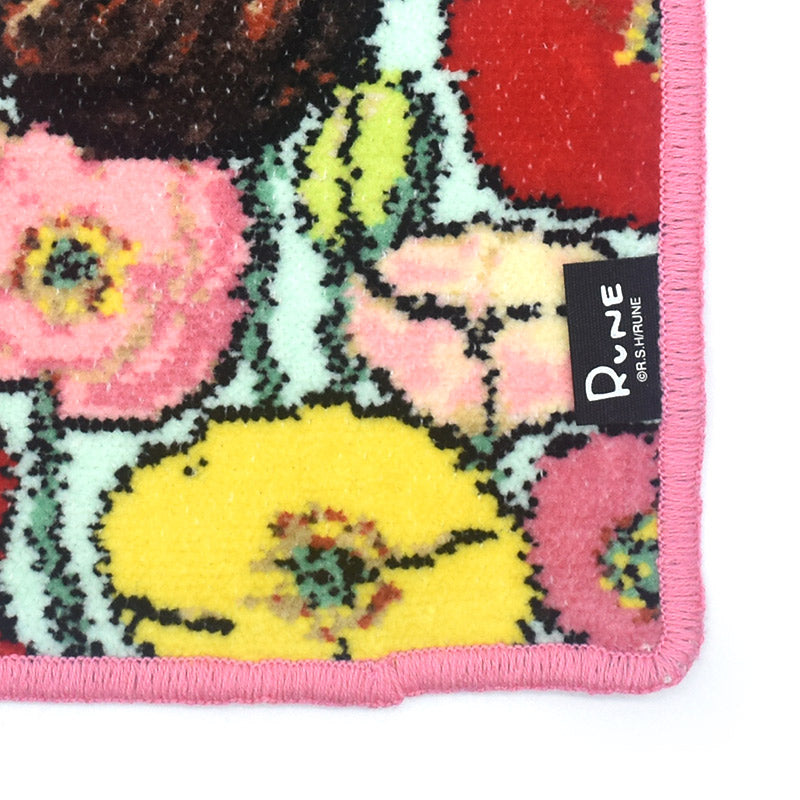 日本製 RUNE 内藤ルネ ポピーと少女 ハンカチ シェニール織 23cm 綿100