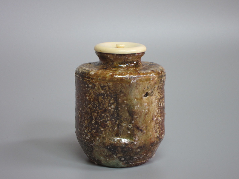 茶道具 信楽焼 高橋楽斎造 信楽茶入 仕覆付 共箱 V 6855 茶道具 信楽焼