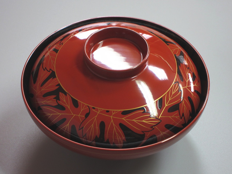 茶道具商(有)越中屋 輪島塗煮物椀 朱塗楓蒔絵 十客揃 輪島塗與畑漆器店
