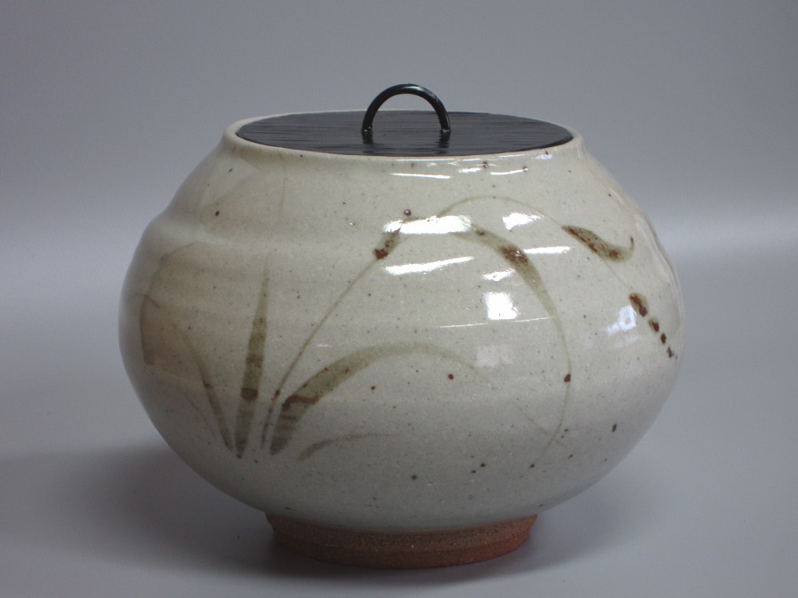 N603 水指 『武村利左エ門造』『絵唐津』『算玉形水指』 共箱