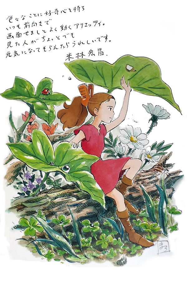 米林宏昌監督 直筆イラストサイン色紙 ジブリ 宮崎駿 借りぐらしの