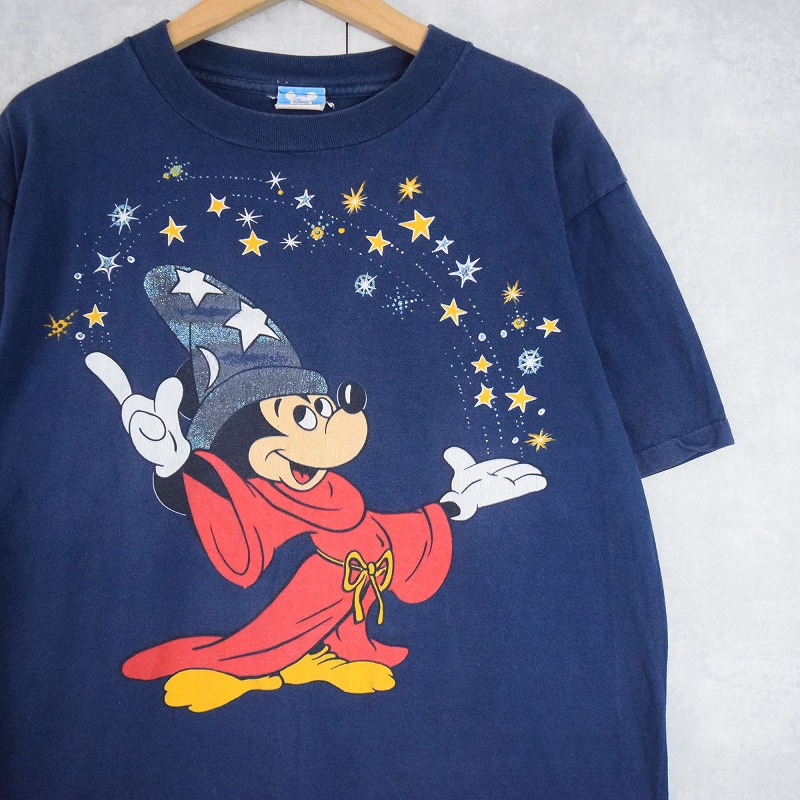 80年代 80s アメリカ製 ネイビー 紺 半袖Tシャツ ファンタジアミッキー