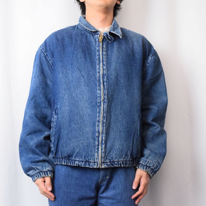 エルエルビーン スイングトップ スエード ネイビー 裏地チェック 美品