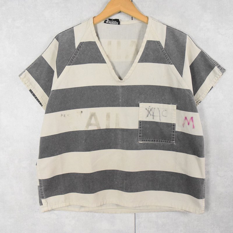 囚人 プルオーバーシャツ Vネック ボーダー柄 │ヴィテージ古着屋Feeet