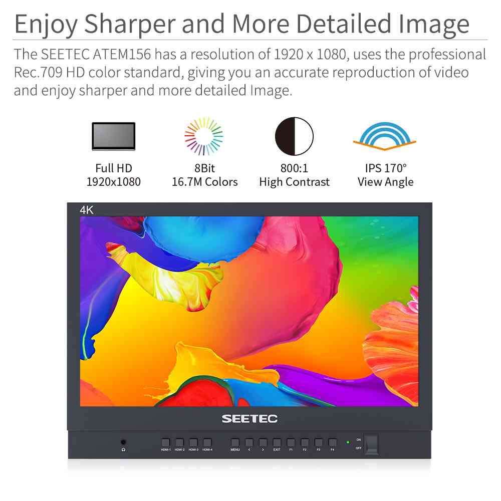 SEETEC ATEM156 Streaming Broadcast Monitor with 4 HDMI Input