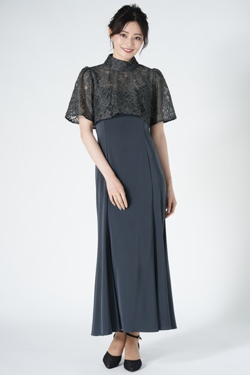 ジャガードパフスリーブドレス｜パーティードレス・結婚式ワンピース