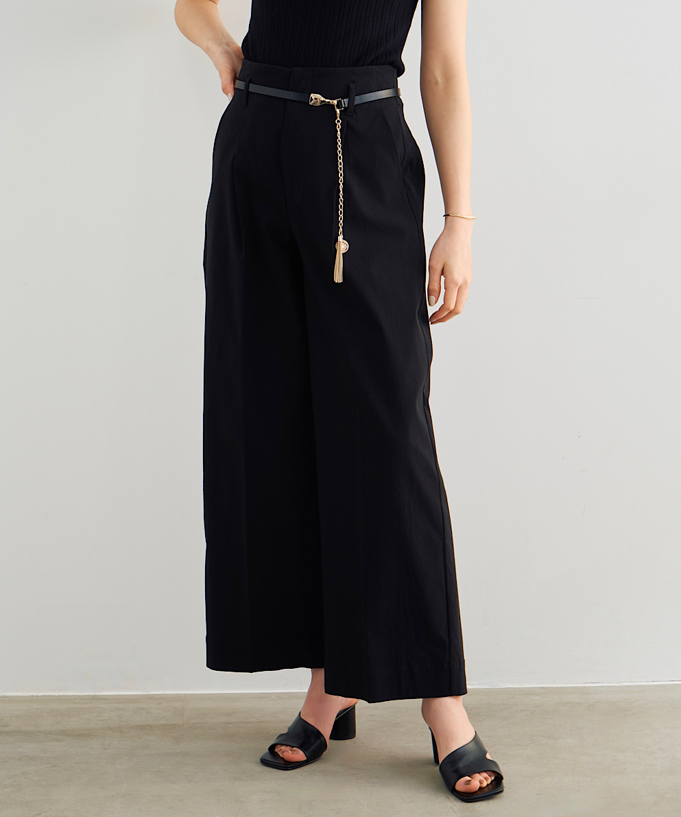 タグ付きheve ヘイヴ サテンフレアガウチョパンツ ブラック 36