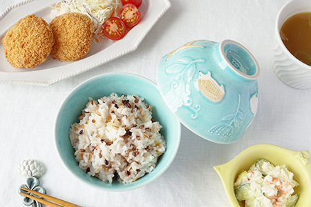 オ35 レイクグリーン 森の飯碗 大 着彩 - 益子焼の小さな窯元