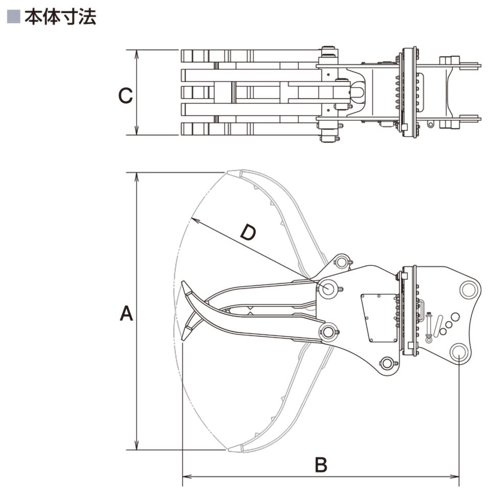 ユンボ ハサミ アタッチメント 全旋回 6t-8t グラスパーVS GV-62S 油圧