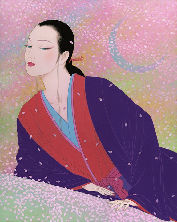 値下げ】人物画 油絵 鶴田一郎 和服美人画 F6 額付き 手描き 肉筆