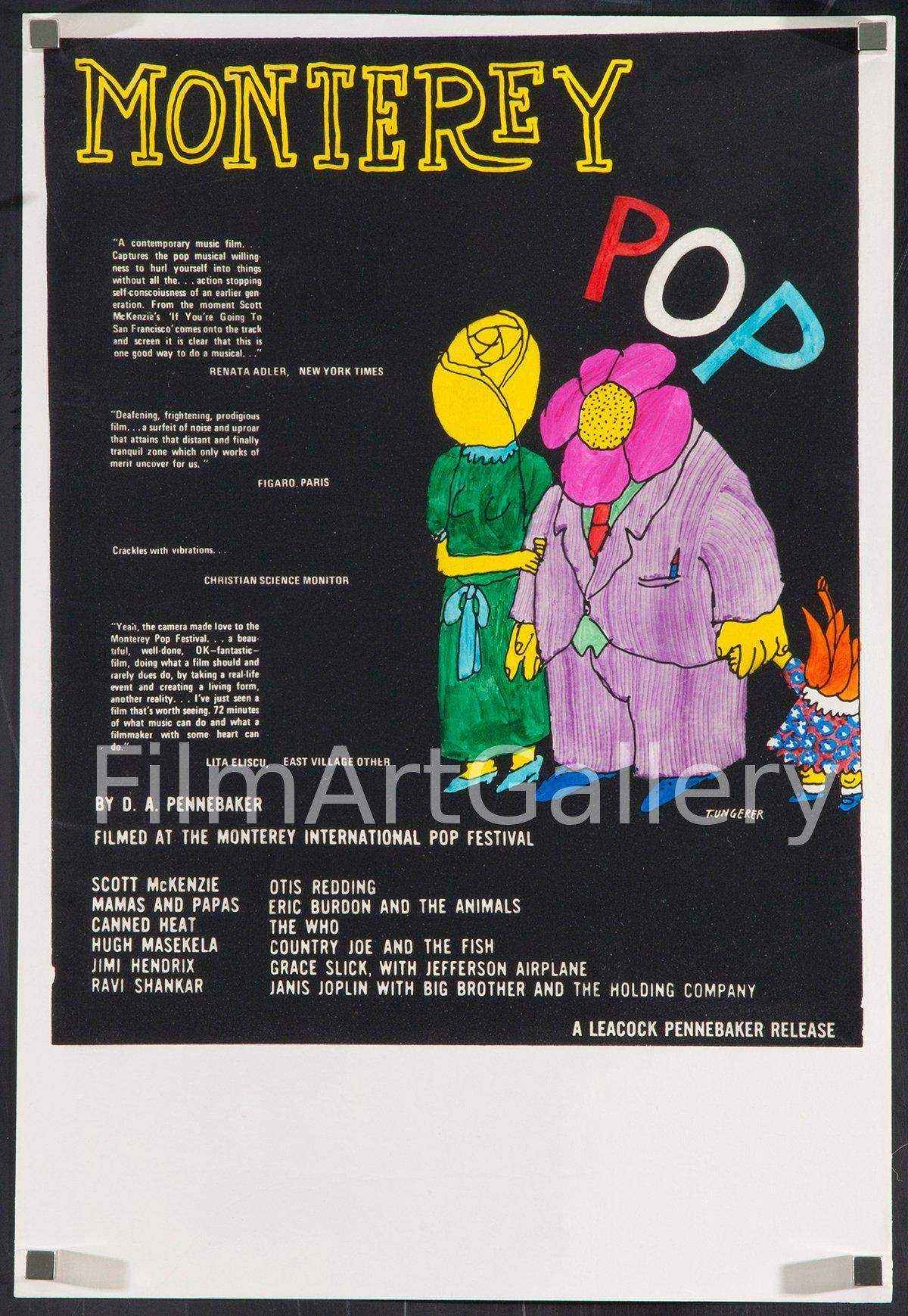 Monterey Pop Movie Poster 1968 Window Card (14x22)