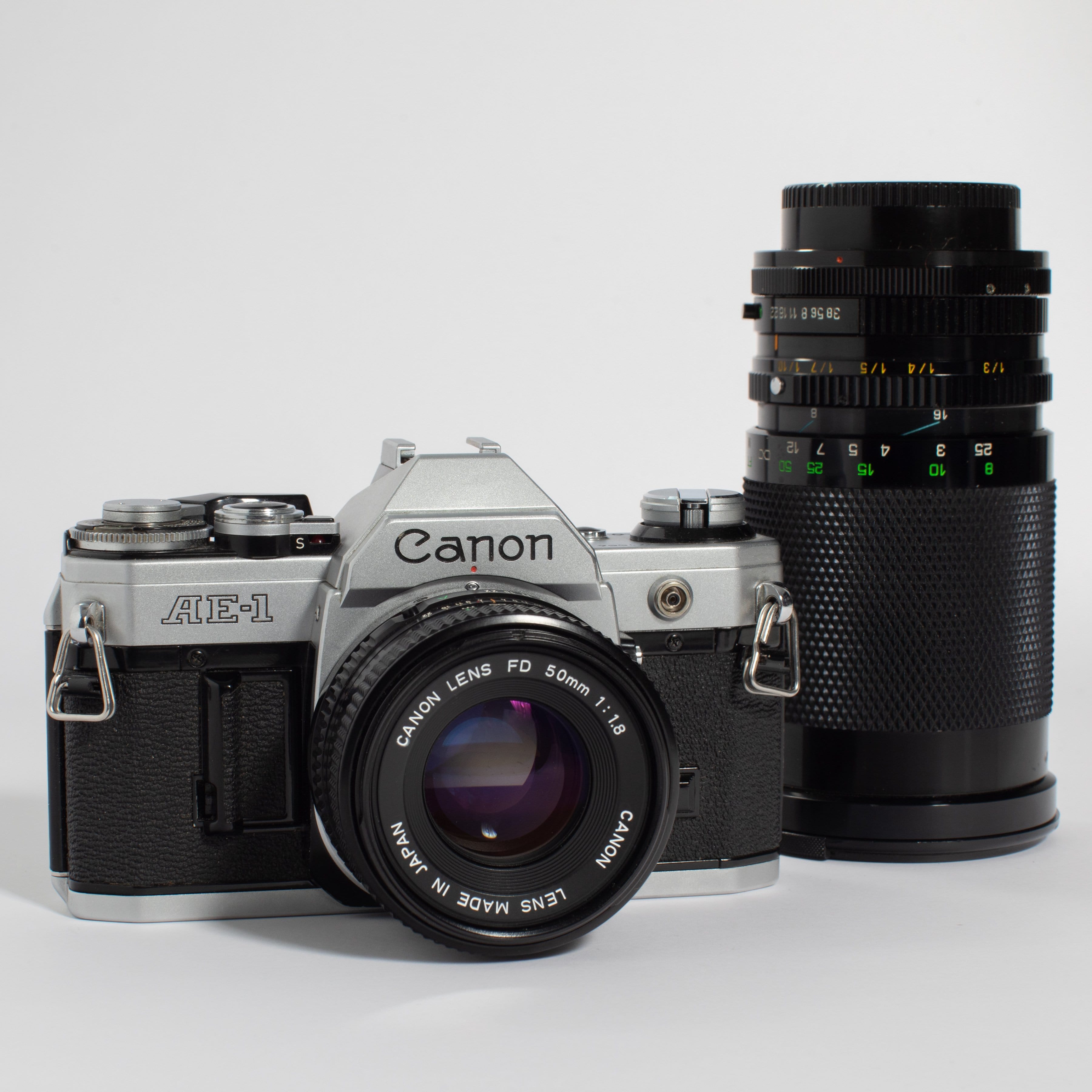 Canon AE-1 50mm FD f/1.8 & 35-200mm f/3.8-5.3 Lens – Film Supply Club