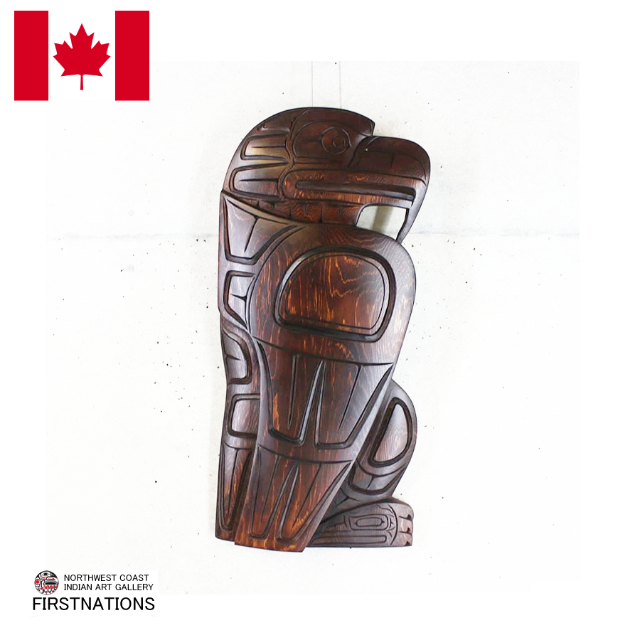 木彫刻 カービング タペストリー 壁掛け トーテムポールカナダ 先住民