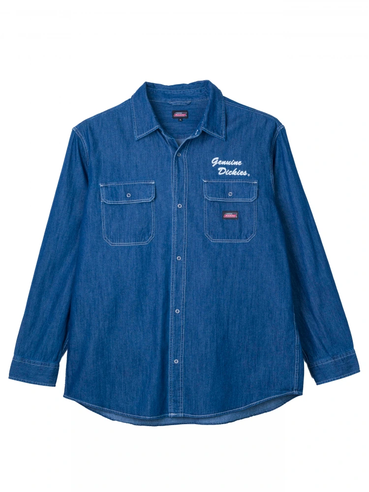 90s SOULFLY Dickies 半袖ワークシャツ XL ネイビー刺繍ロゴ ブラック