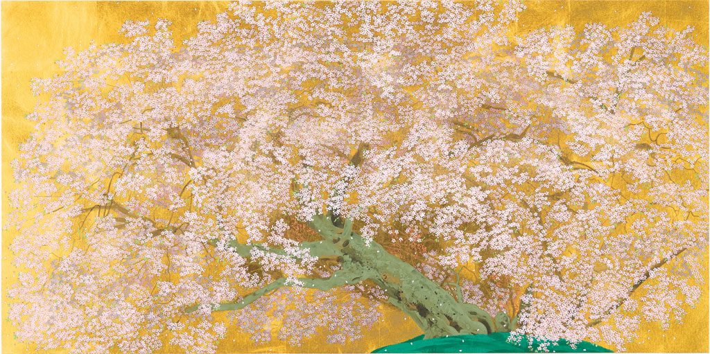 中島千波】金色の額縁に優雅な満開の桜