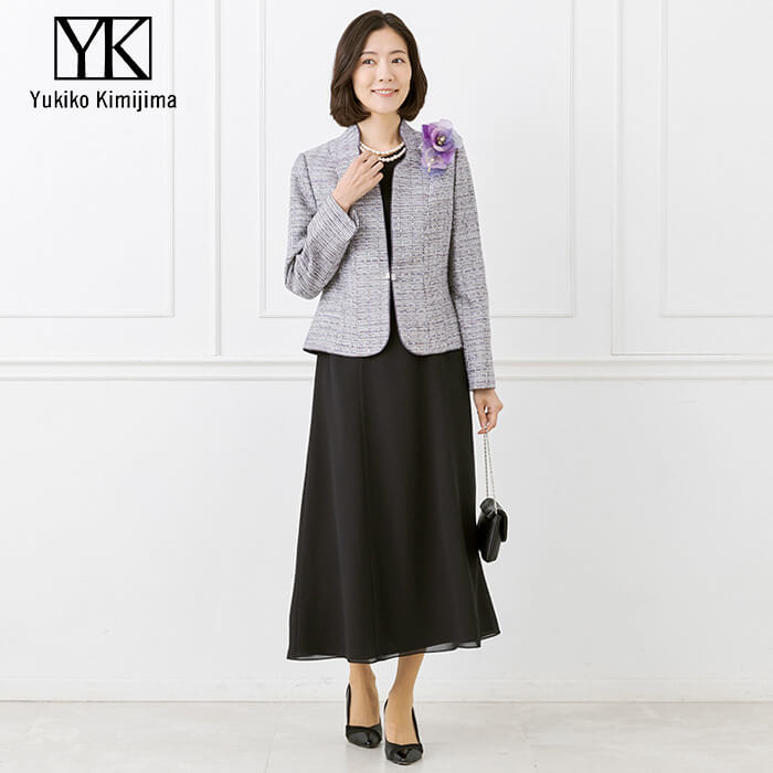 優しい色合いの米沢織ジャケット 15号・パープル｜東京ソワール