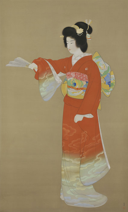 美品 掛け軸 大幅！ 上村松園筆「序の舞」美人画 浮世絵 年中掛け 美品