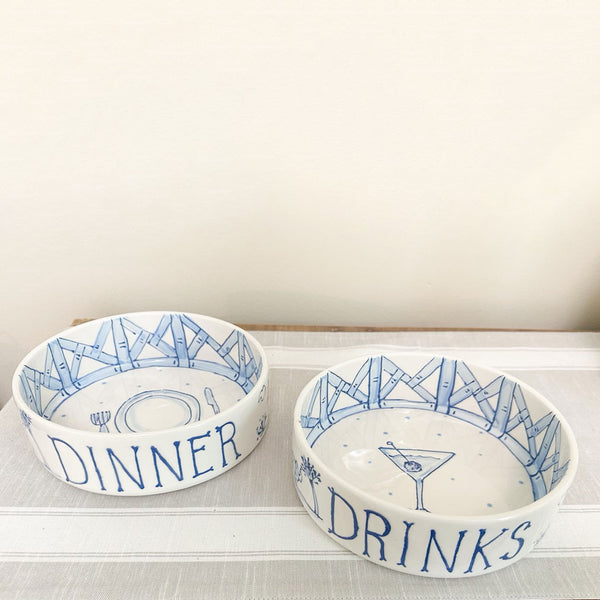 Dinner or Drinks Chinoiserie Dog Bowl – For Pete's Sake Pottery