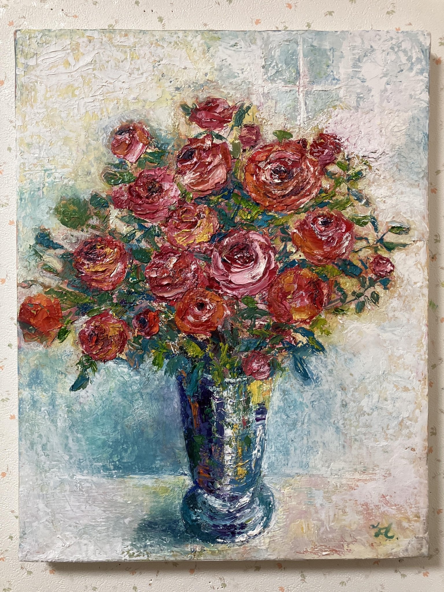 薔薇の花瓶絵画