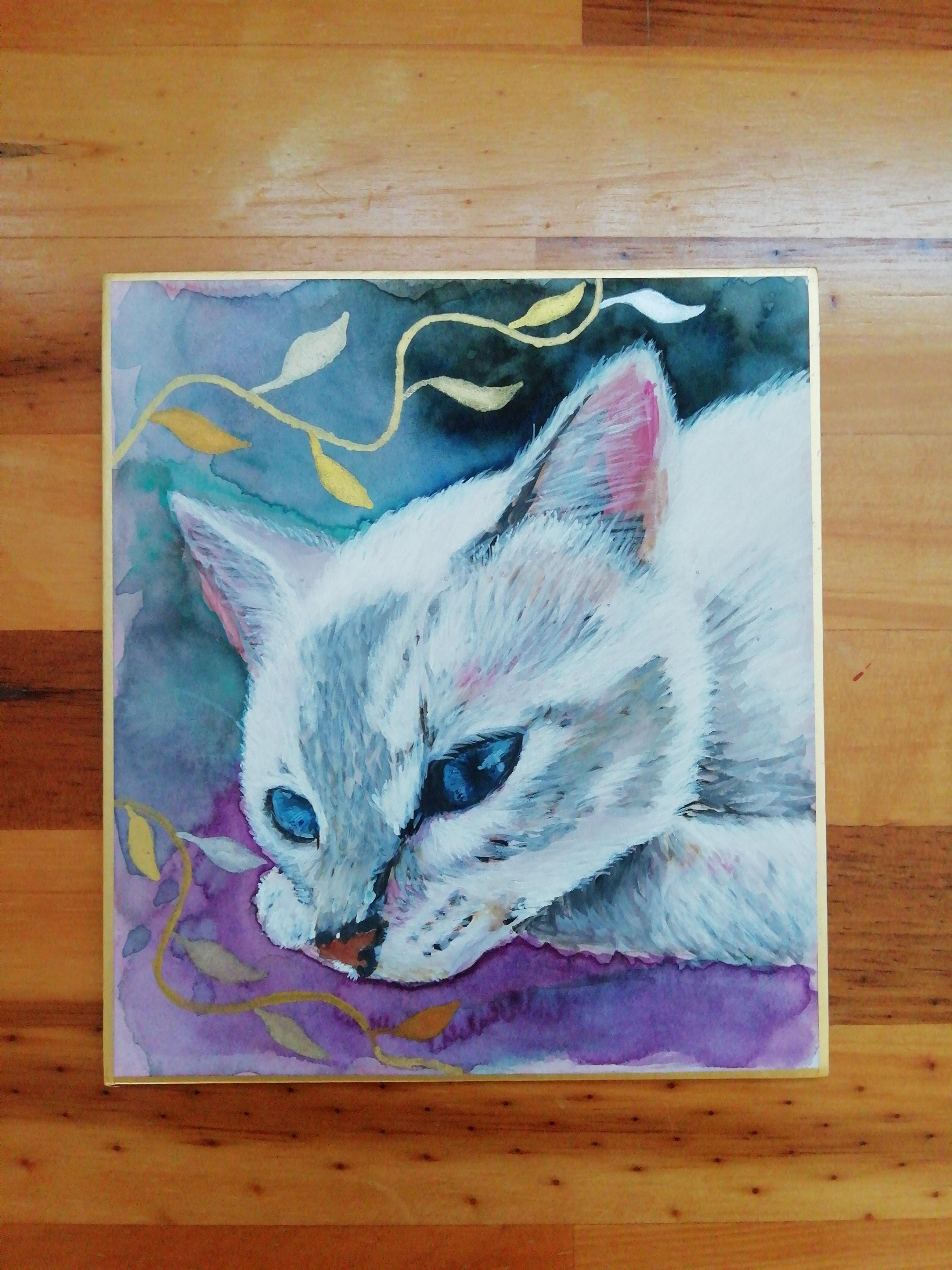 白い猫／しろまろ／現代アート、絵画の購入ならFROM ARTIST