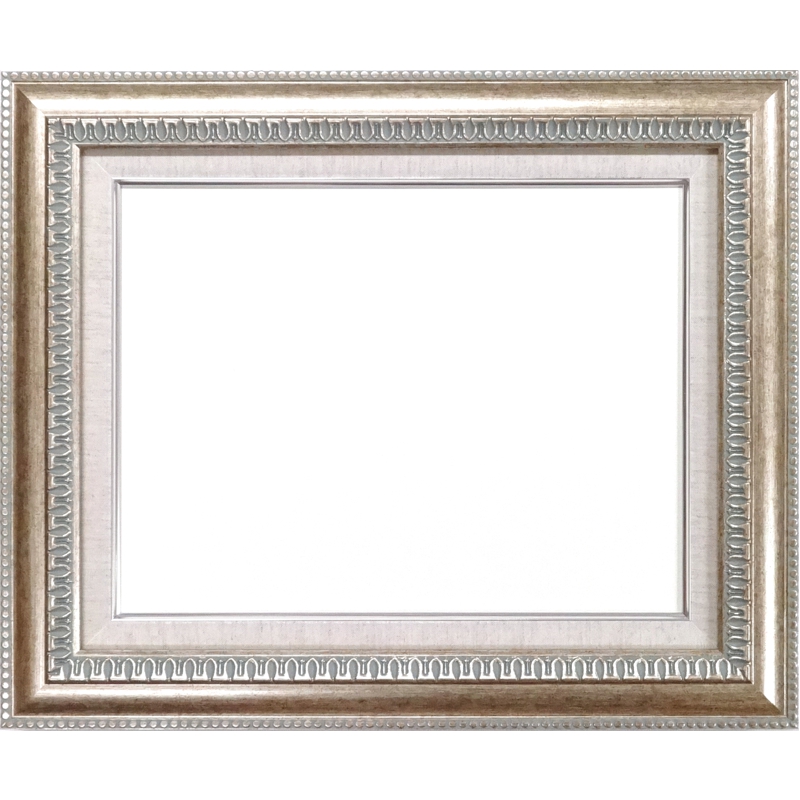 油彩額縁 P15 オーダー額縁 シルバー装飾 アンティーク調 木製 油彩