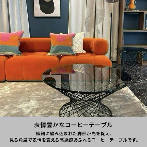 マーリア コーヒーテーブル ブラック×ホワイト（φ800） | Francfranc