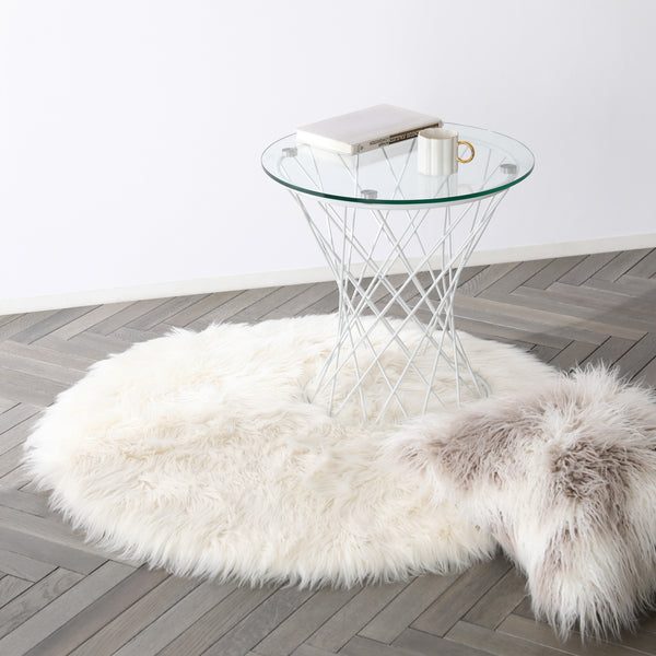 Franc Franc マーリアサイドテーブル (クリア×ホワイト)φ50 マーリア