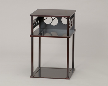 茶道具 碌々斎好写 糸巻棚 青漆爪紅 茶道具 即中斎好 溜塗 小