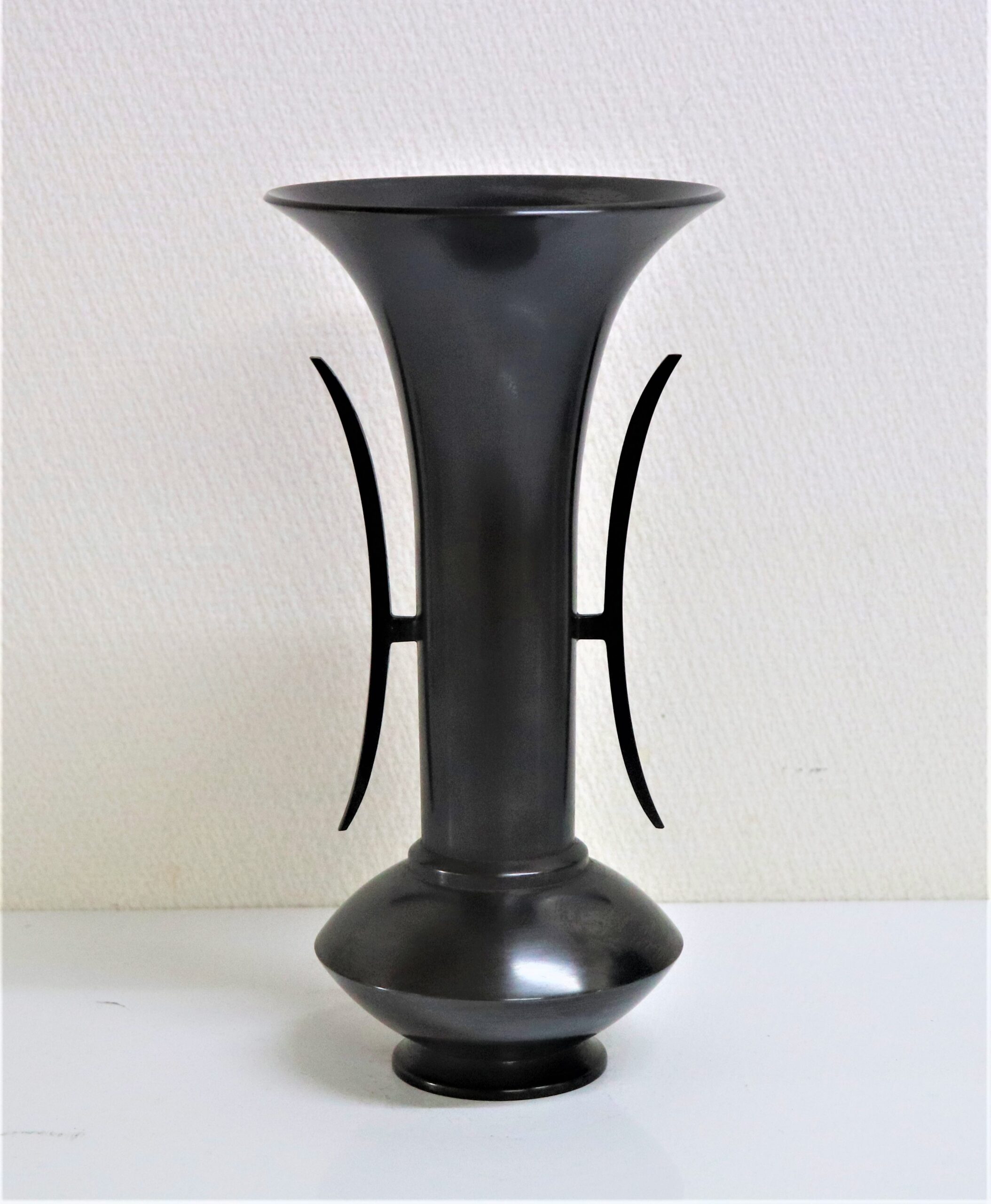 大角勲『双鶴・花器』銅製・【オブジェ・置物