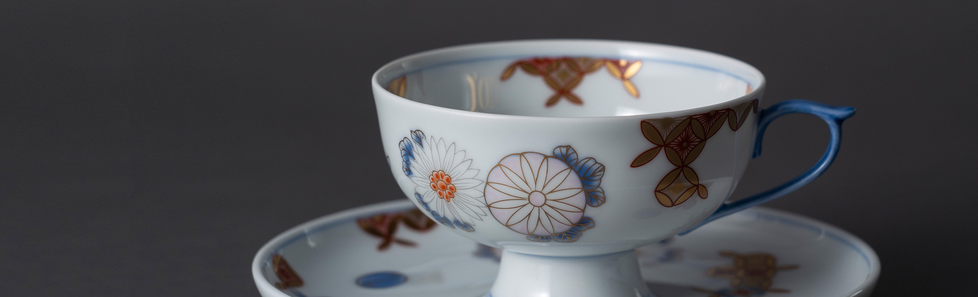 伊万里の名品☆見事な金彩錦菊紋色絵『輪花 三 明治 深川