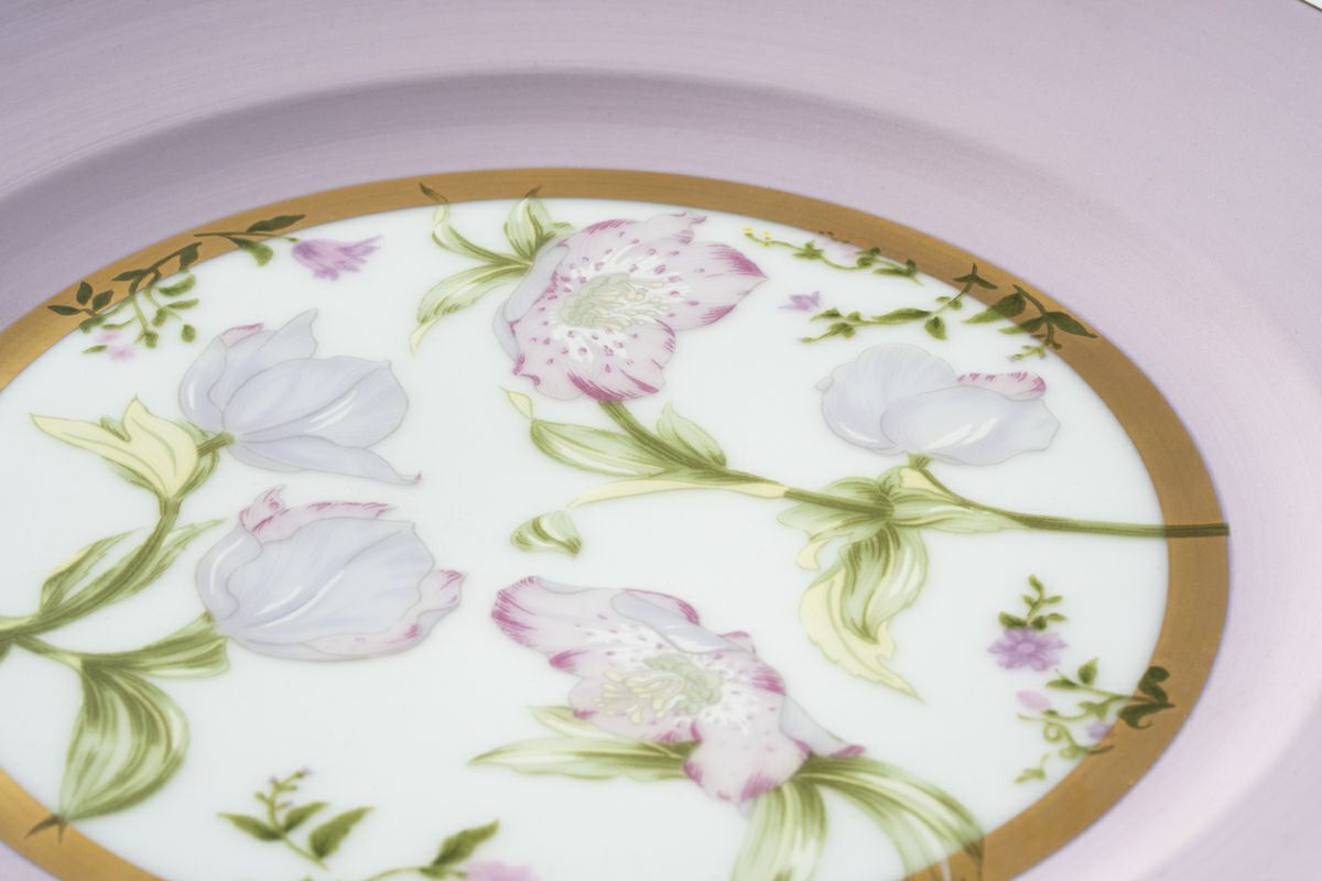 2520 深川製磁 スノーローズ皿5客 方皿1客 2520 深川製