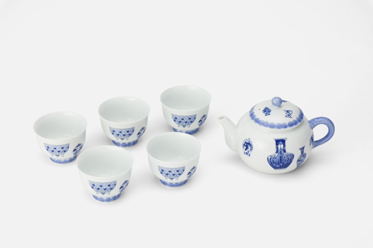 深川製磁 Imperial ボーンチャイナ 山水 茶器揃 皇室御用達表記 深川製