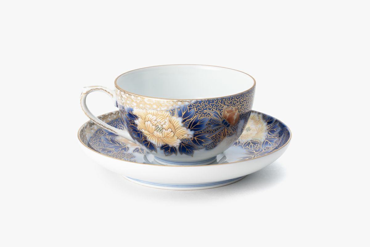 1880 深川製磁 牡丹金ミル 皿 5客 金彩 未使用 1880 深川製