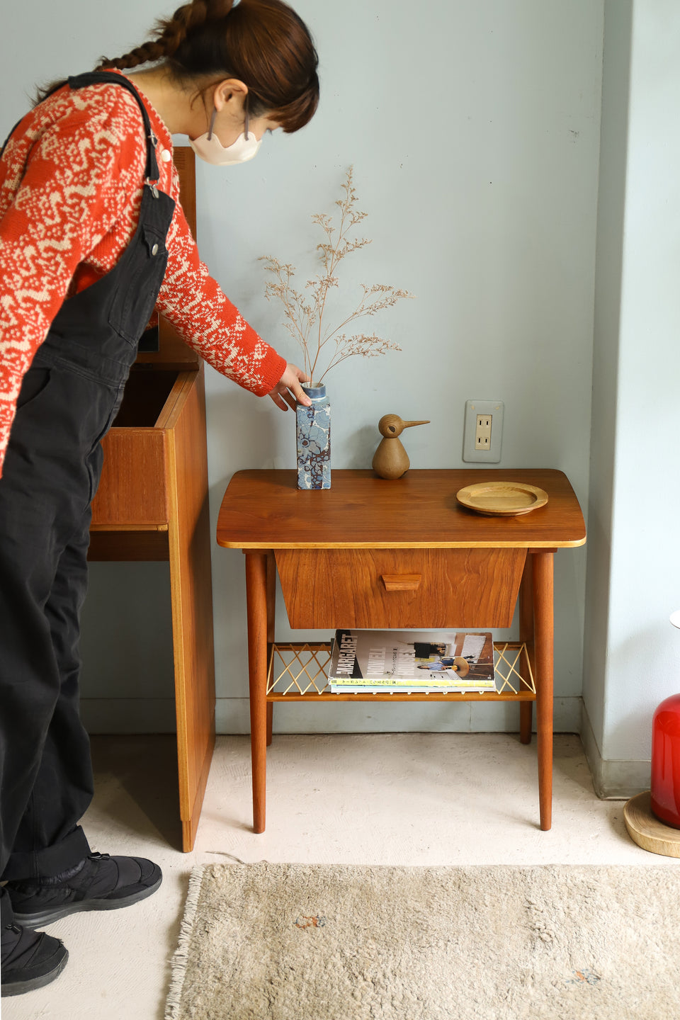 デンマークヴィンテージ ソーイングサイド テーブル チェスト 北欧