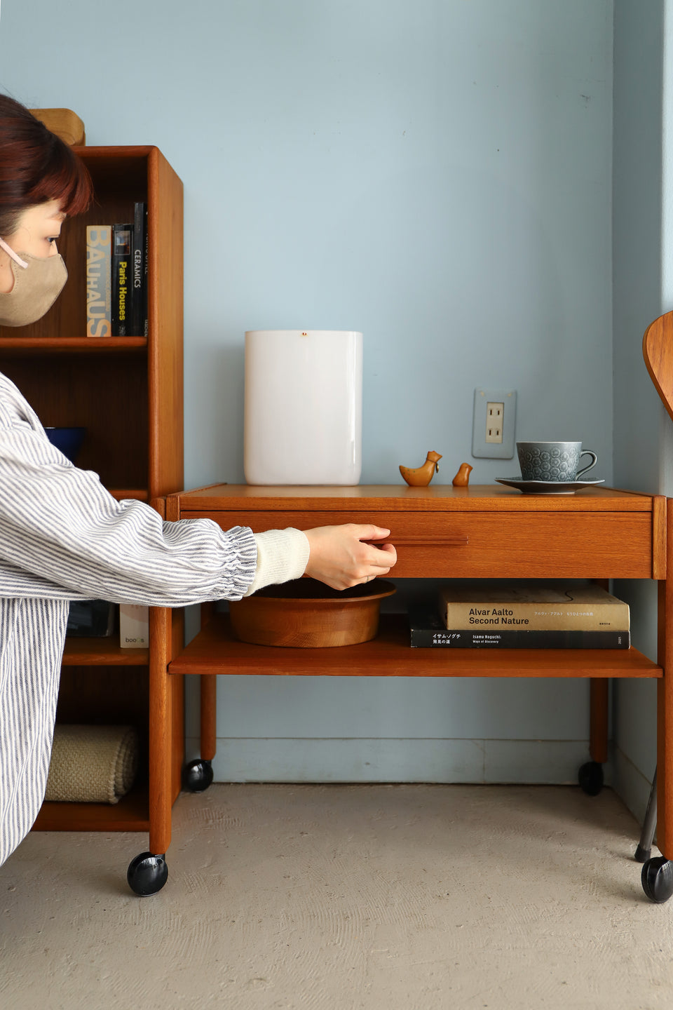 デンマークヴィンテージ ソーイングテーブル トロリー サイドテーブル