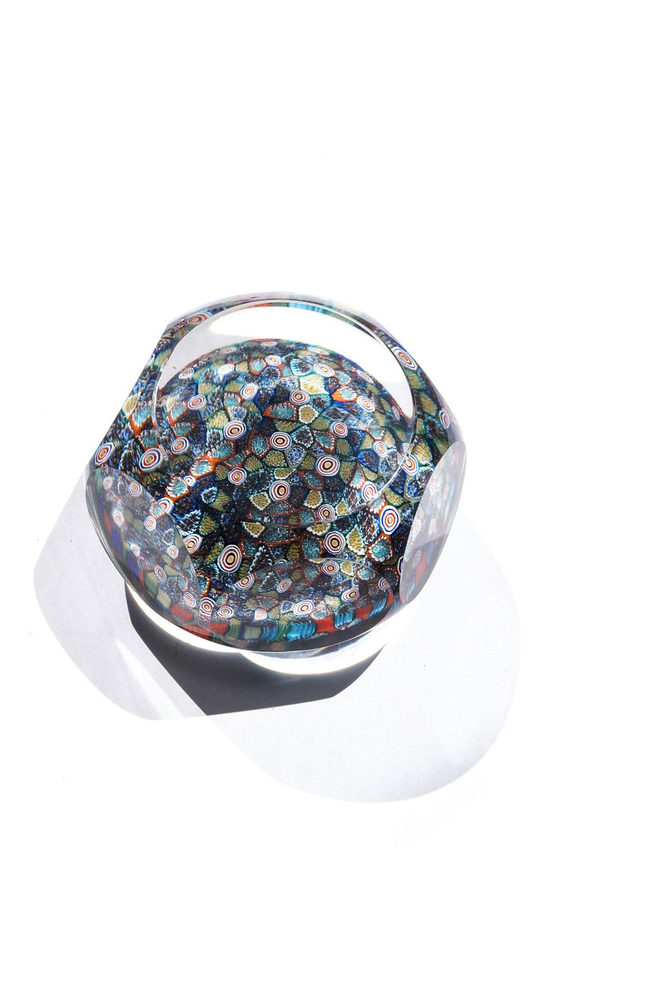 Latticino Glass ミルフィオリ フラワー ペーパーウエイト 置物