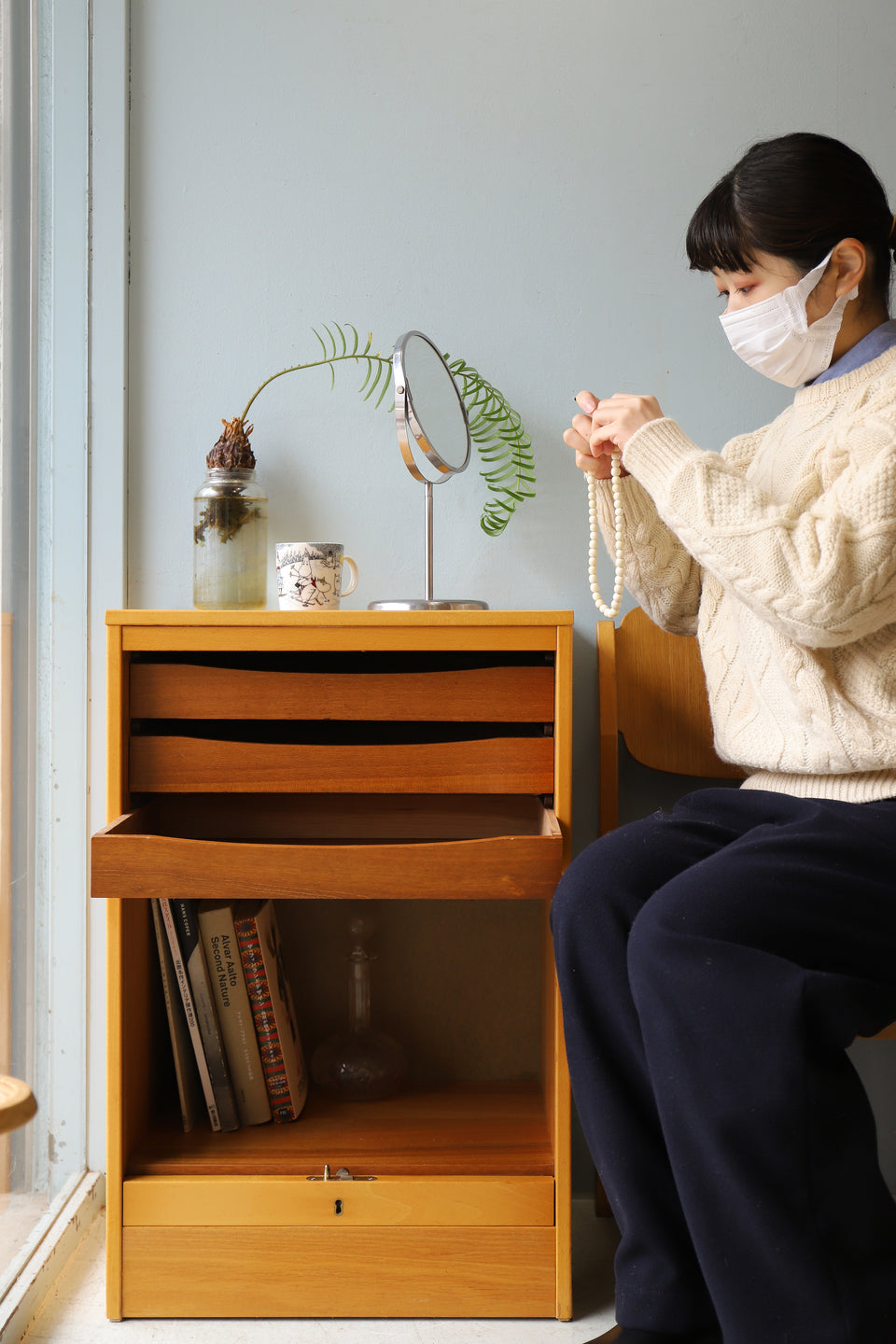 デンマークヴィンテージ ロールアップ ファイルキャビネット 蛇腹 北欧