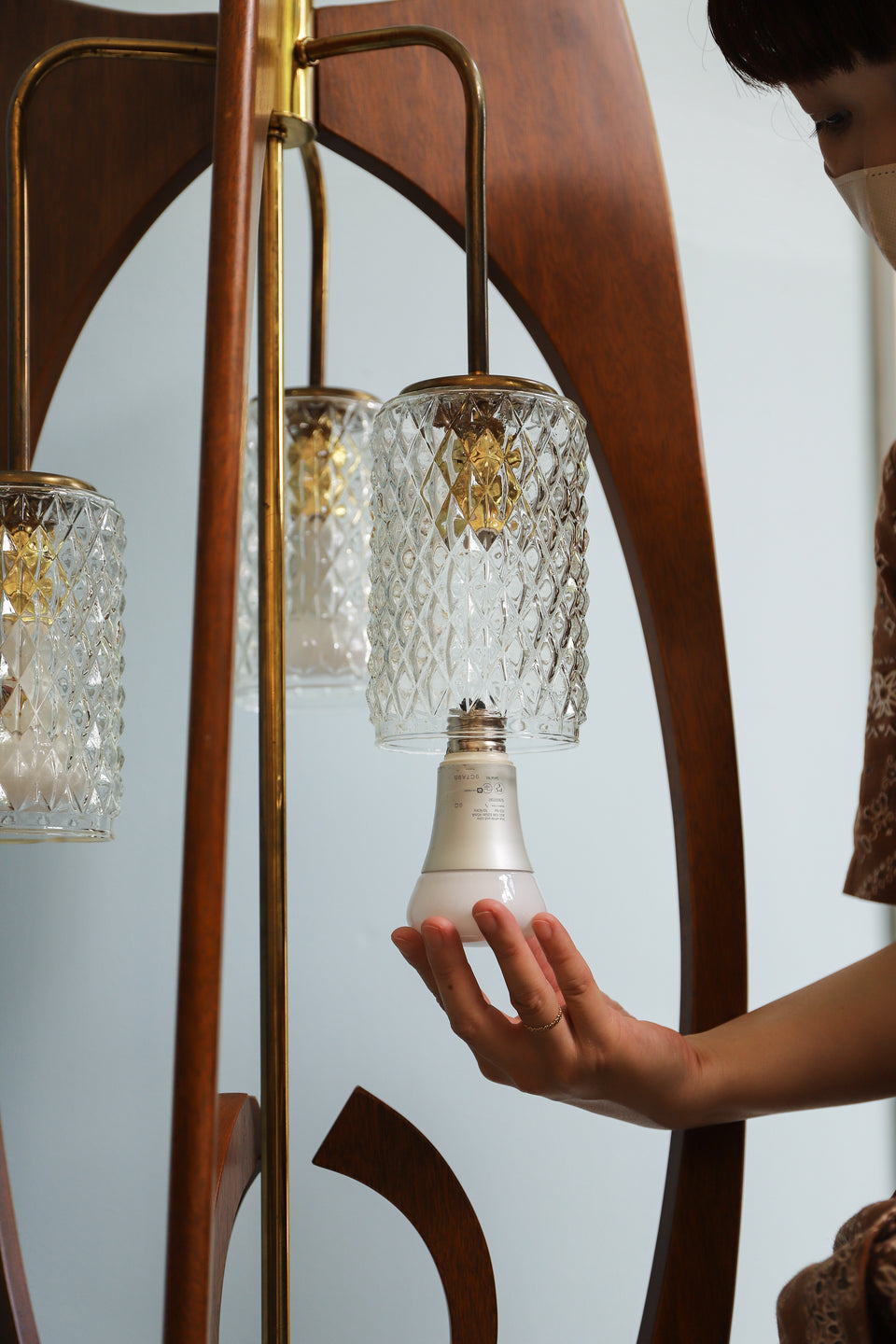 アメリカ製 1950s ヴィンテージ ブラウンガラス ランプ ミッド