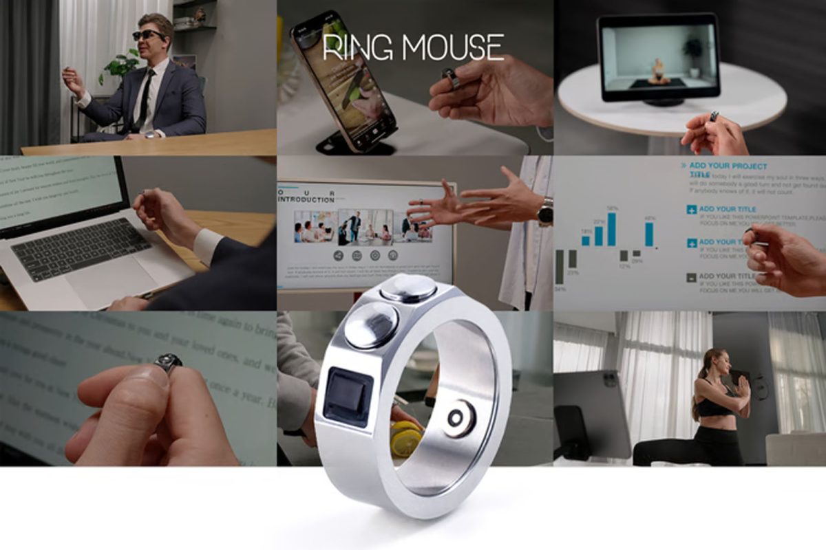 チタニウム製／ステンレス製が選べる指輪型マウス「Ring Mouse