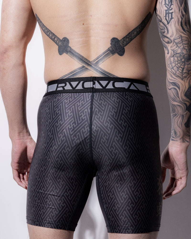 RVCA KRAZY BEEボクシングショーツ 黒/グレー ハーフパンツ XL RVCA