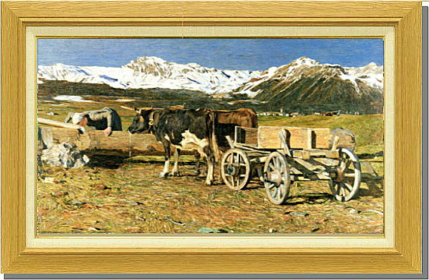 油彩画 牧場の風景 牛たち 油彩画 牧場の風景 牛たち 蔵王の牧場の牛達