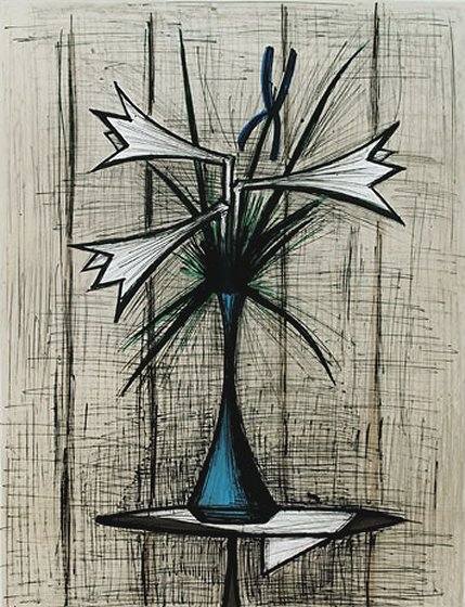 ベルナール ブュッフェ作ユリ ビュッフェ「百合とアイリス」 絵画 販売