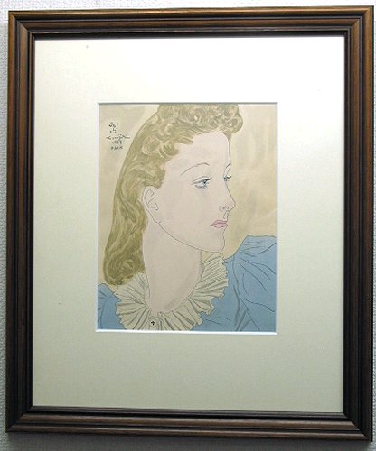 藤田嗣治 「横顔のマドレーヌ」 「少女」 藤田嗣治「マドレーヌ」額装