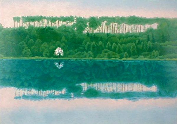 断捨離半額以下出品 東山魁夷『湖澄む』新復刻版画 300部