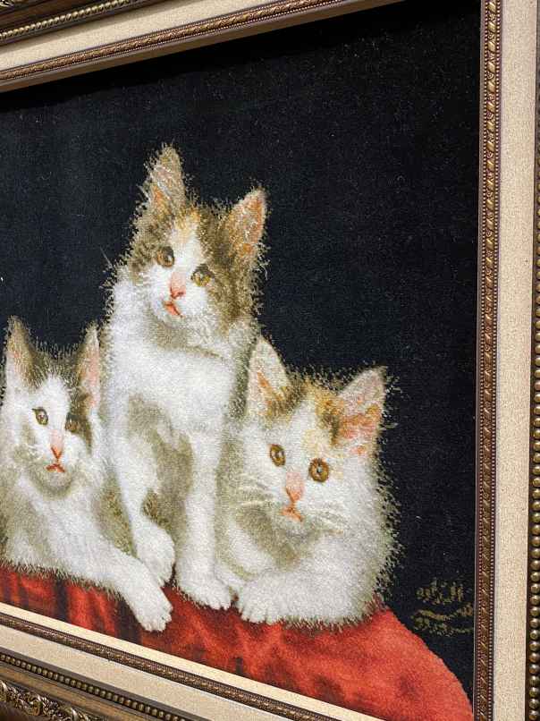 ペルシャ絨毯 手織り絵画絨毯 鑑定書付き フレーム付き ペルシャ絨毯
