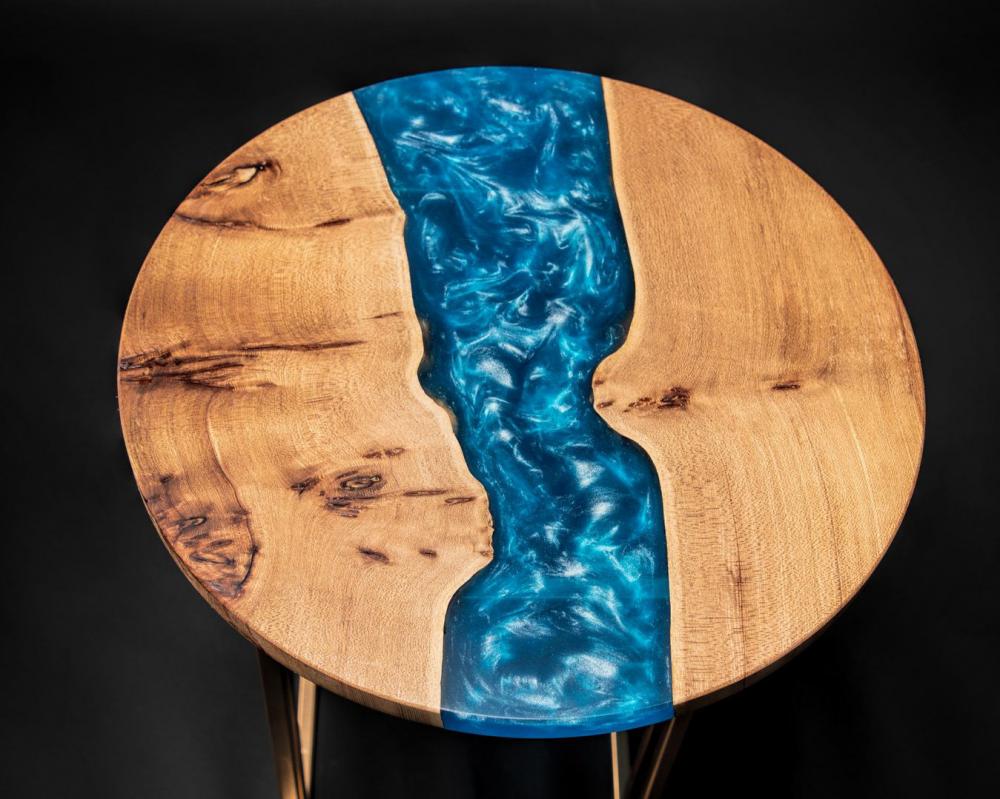 ニレの円形サイドテーブル「ガーランドデザインワークス」レジン